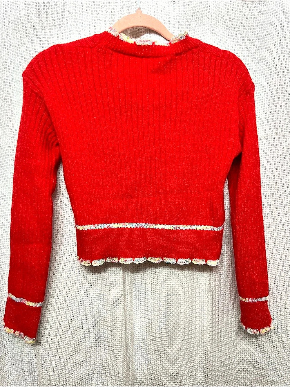 Red Trim Button-Front Cardigan - Picture 2 of 3